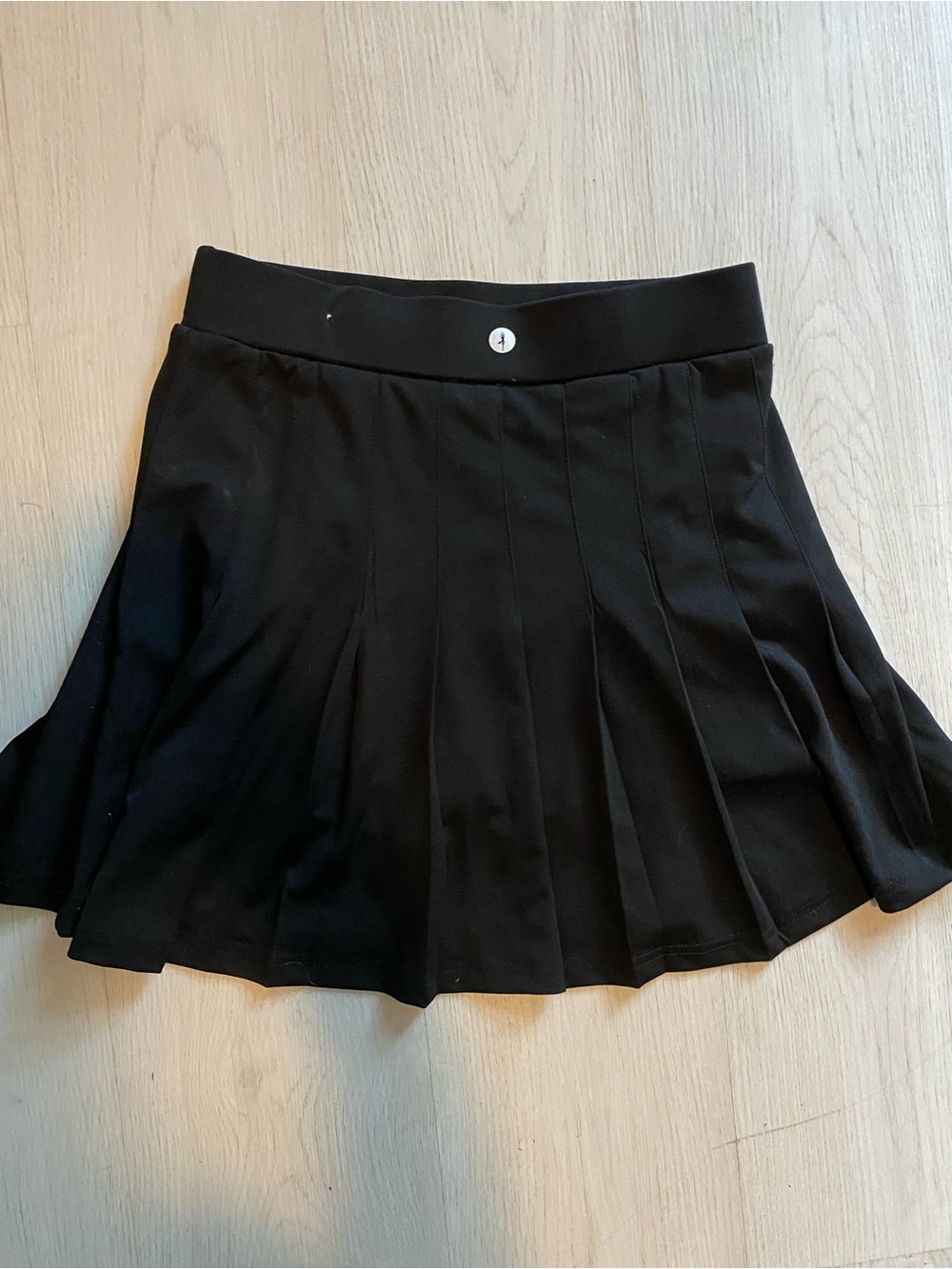 Women's Black Pleated Skort with Button Waist